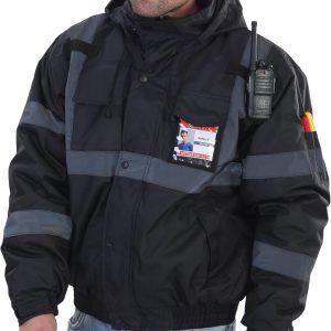 sesafety Reflective Jacket for Men, High Visibility Jackets for Men, Safety Jackets for Men, Hi Vis Construction Bomber Jackets Waterproof with Pockets and Zipper, Black Bottom, Class 3