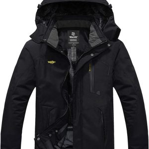 wantdo Men's Mountain Waterproof Ski Jacket Windproof Rain Jacket Winter Warm Hooded Coat